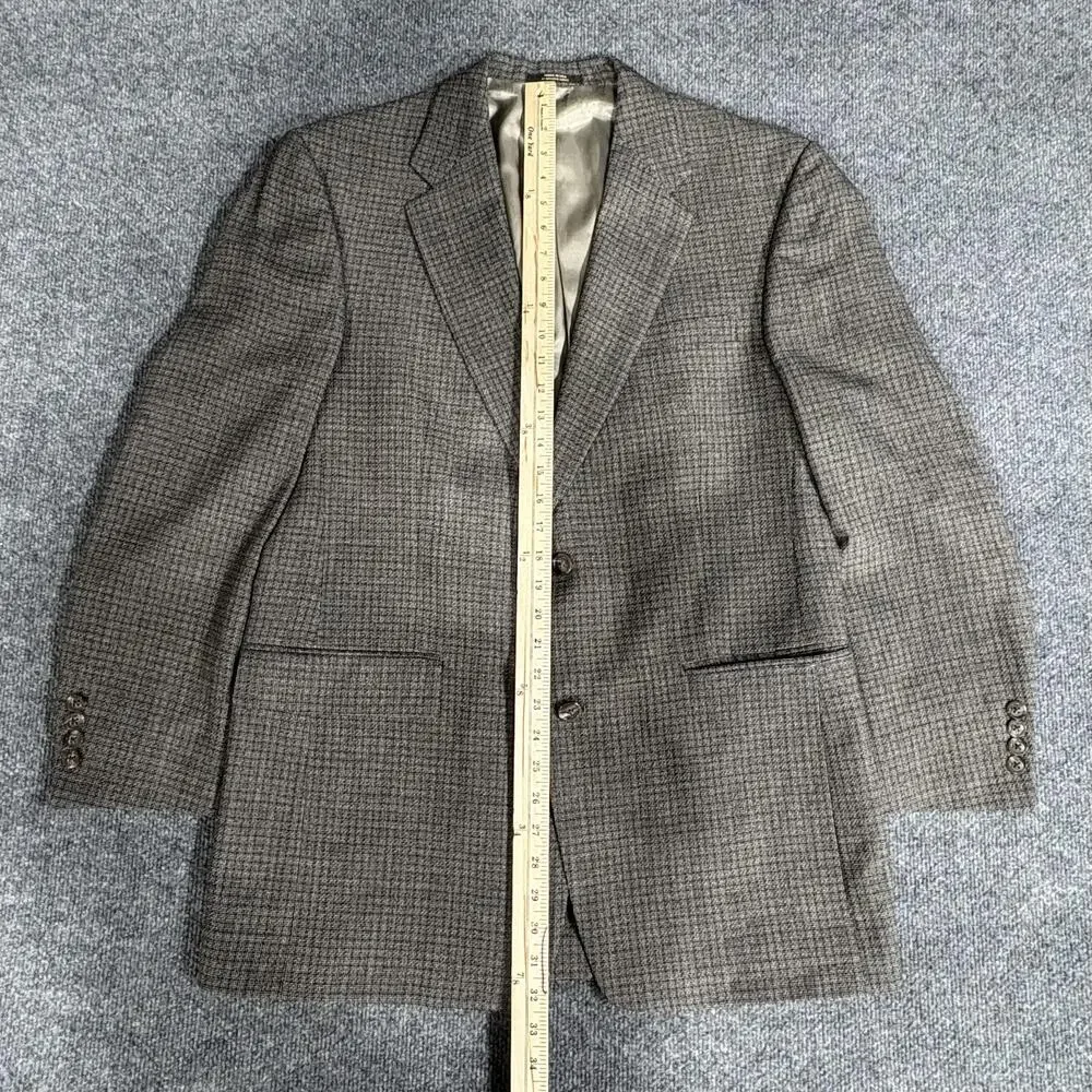 Hart Schaffner Marx Blazer Mens 41R Brown Gray Wool Made USA Check Sport Coat